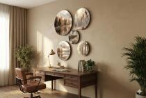 Nowoczesne Obrazy Koła – Krajobraz Jeziora i Lasu | Okrągłe Obrazy Boho 68239 - miniaturka 5