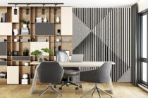 Fototapeta Industrialna- Geometryczne kształty i efekt betonu | Idealna do biura, recepcji i hotelu 64258 - miniaturka 1