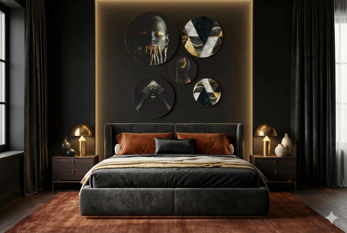 Luksusowe Obrazy Koła- Czarno-Złota Abstrakcja, Geometryczne Wzory w stylu Glamour 68232 - zdjęcie 6