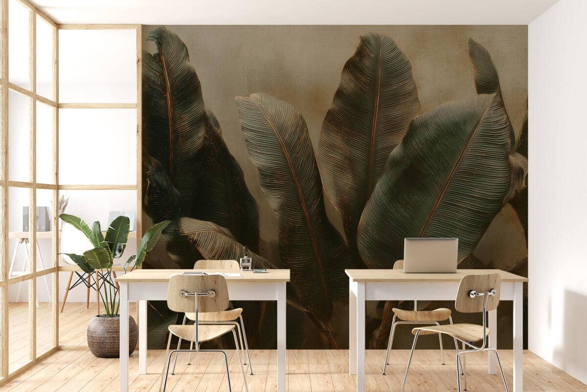 Fototapeta do biura- Tropikalne Liście | Egzotyczne rośliny w ciemnej zieleni 64256