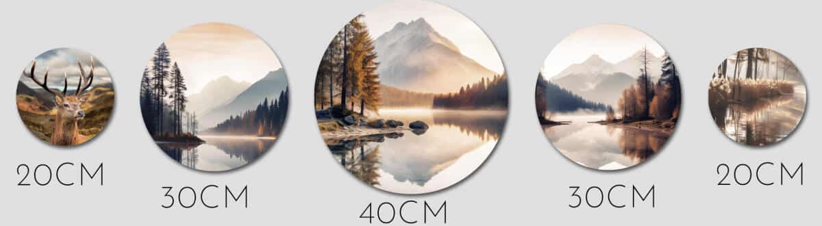 Okrągłe Obrazy Natura – Góry i Las | Pejzaż w stylu skandynawskim, boho 68244 - zdjęcie 2