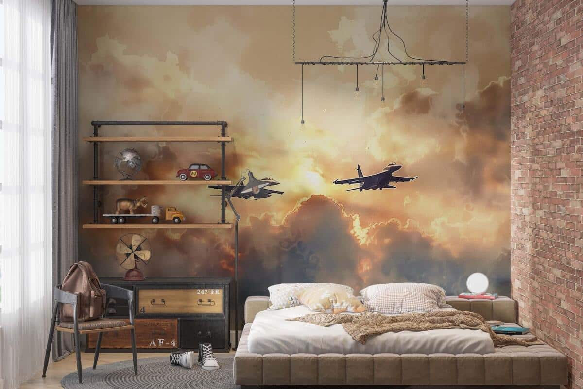 Fototapeta dla nastolatka- Myśliwce w Chmurach | Samoloty Odrzutowe o Zachodzie Słońca 64247 - zdjęcie 4