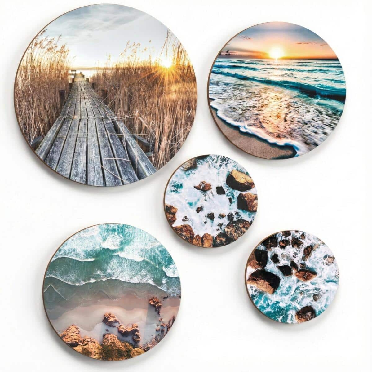Nadmorskie Widoki- Zestaw Okrągłych Obrazów w stylu Coastal 68227 - zdjęcie 1