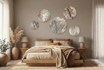 Obrazy Koła Boho z Liśćmi i Piórami | Okrągłe Obrazy Ścienne w Beżu 68240 - miniaturka 3