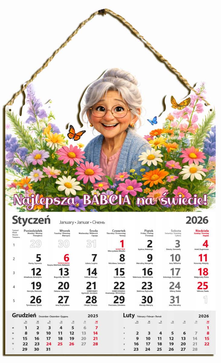 Kalendarz wiszący 2026- Prezent na Dzień Babci 69118