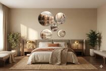 Nowoczesne Obrazy Koła – Krajobraz Jeziora i Lasu | Okrągłe Obrazy Boho 68239 - miniaturka 3