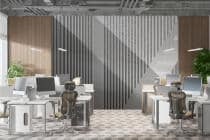 Fototapeta Geometryczna – Szare Pasy i Cienie | Tapeta 3D do gabinetu, recepcji 64257 - miniaturka 3