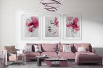 Artystyczne Plakaty- Kobieca Twarz wśród różowych kwiatów | Line Art i Akwarela 82340 - miniaturka 7