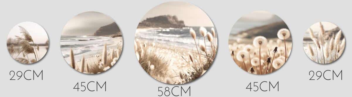 Obrazy Koła z Motywem Morza | Plaża, Trawy i Wydmy | Okrągłe obrazy boho 68246 - zdjęcie 3