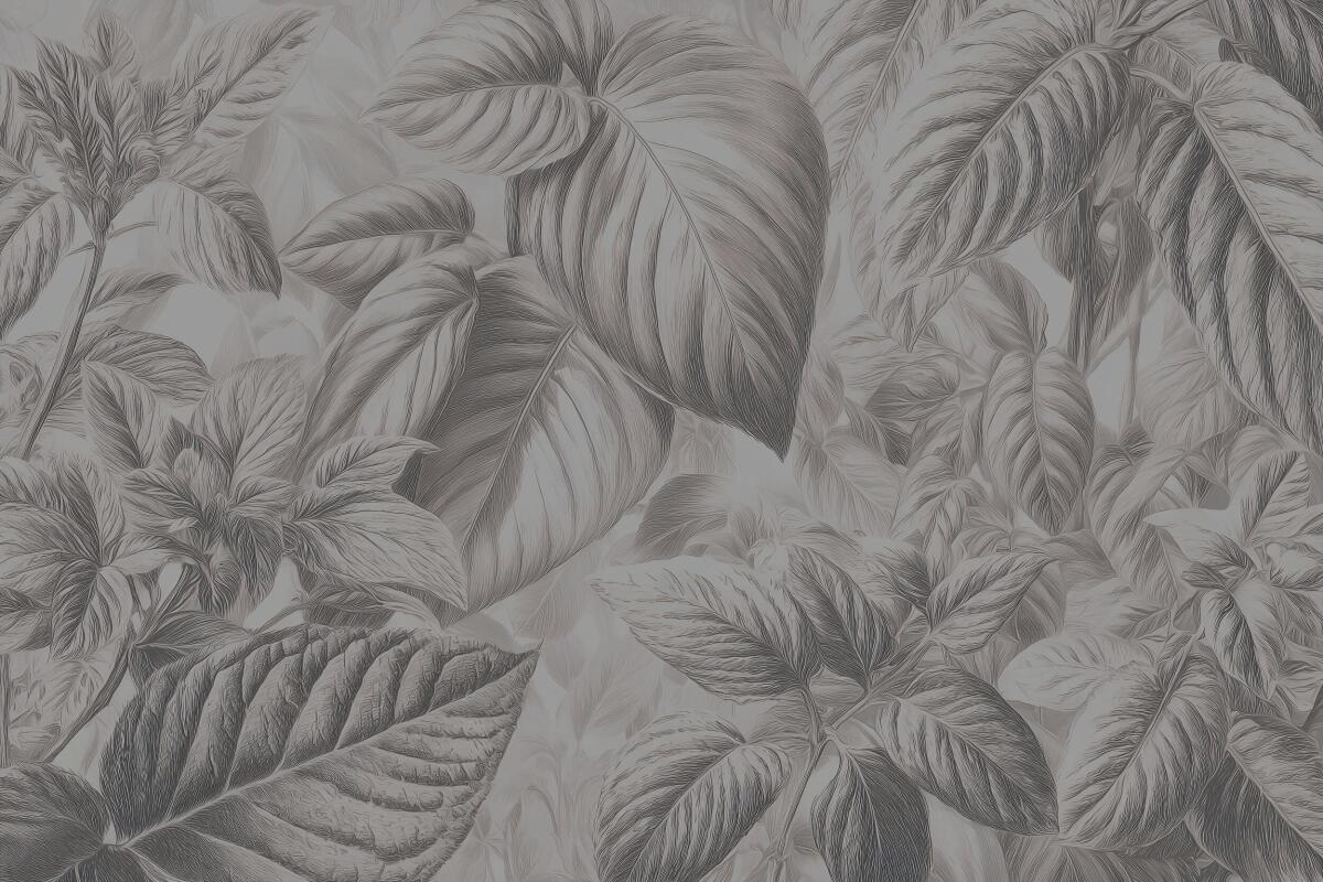 Dekoracyjna fototapeta do salonu i biura– subtelne liście w szarości i beżu 64254 - zdjęcie 5