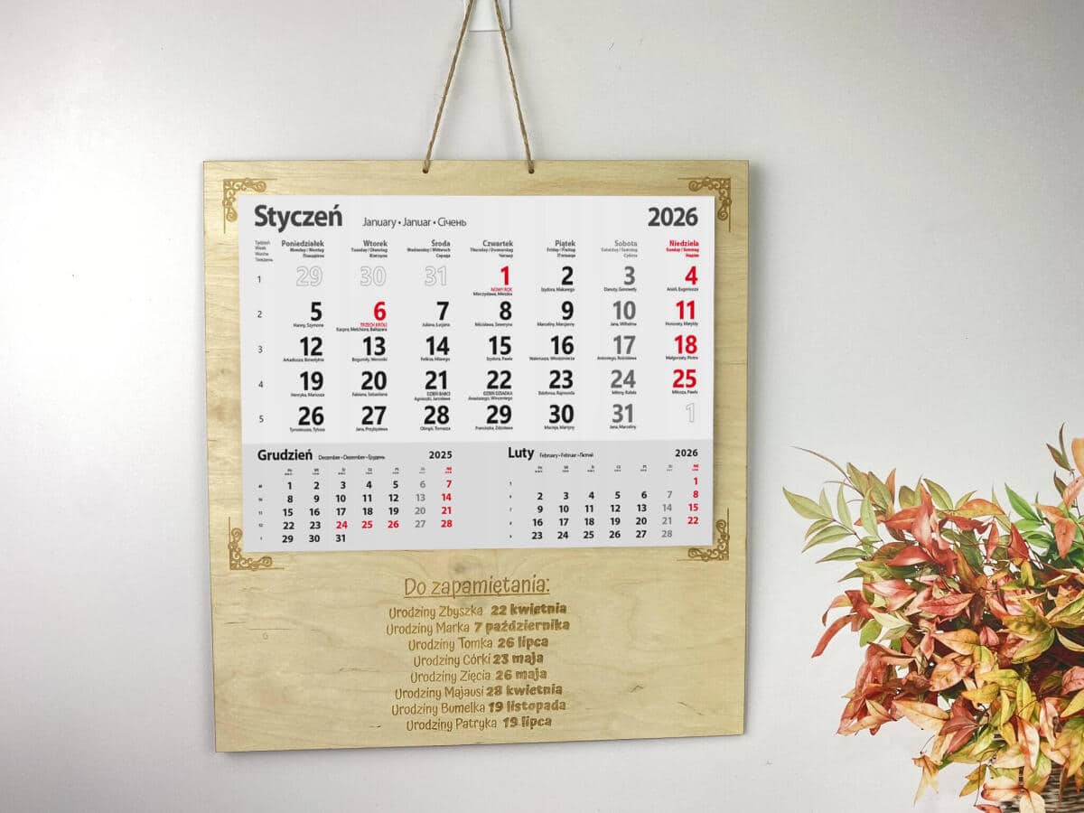 Personalizowany, grawerowany kalendarz dla babci, dziadka WAŻNE DATY - prezent na Dzień Babci, Dziadka urodziny, święta 81224 - zdjęcie 3