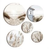 Obrazy Koła z Motywem Morza | Plaża, Trawy i Wydmy | Okrągłe obrazy boho 68246 - miniaturka 1