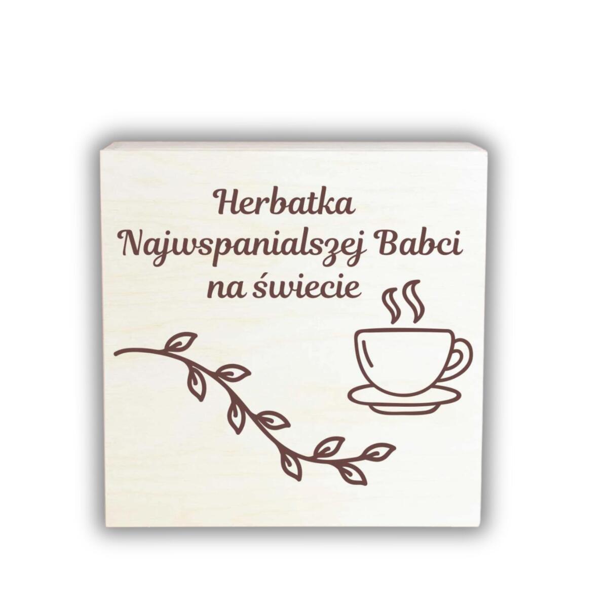 Skrzynka drewniana z grawerem na herbatę dla Babci, prezent, upominek na Dzień Babci - zdjęcie 3