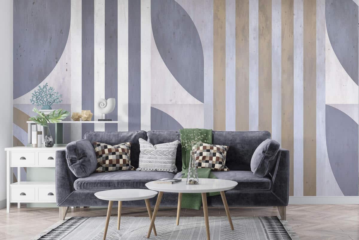 Designerska Fototapeta na ścianę- Pasy i kształty w szarościach i beżu 64262