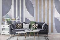 Designerska Fototapeta na ścianę- Pasy i kształty w szarościach i beżu 64262 - miniaturka 1