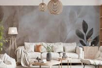 Subtelna Fototapeta do sypialni- Akwarelowe Liście w odcieniach beżu 64263 - miniaturka 3