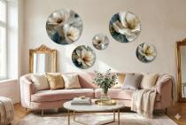 Okrągłe Obrazy na ścianę z Kwiatami | Elegancka Dekoracja do Salonu i Sypialni w Stylu Glamour 43120 - miniaturka 3