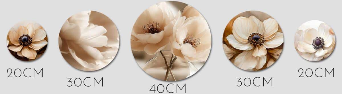 Nowoczesne Obrazy Koła- Kwiaty w Odcieniach Beżu | Dekoracje do wnętrz Soft Glamour 43125 - zdjęcie 2