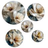 Okrągłe Obrazy na ścianę z Kwiatami | Elegancka Dekoracja do Salonu i Sypialni w Stylu Glamour 43120 - miniaturka 1