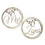 Drewniane koła na wesele, ślub, rocznicę ślubu, sesję zdjęciową, dekoracja weselna - Mąż, Żona 26020 - miniaturka 1