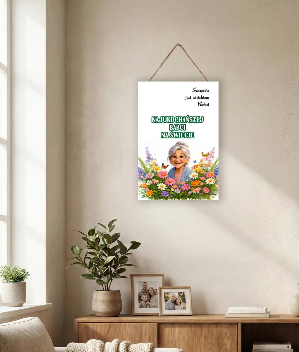 Ozdobna Tabliczka drewniana dla Najukochańszej Babci | Prezent na Dzień Babci 82357 - zdjęcie 4