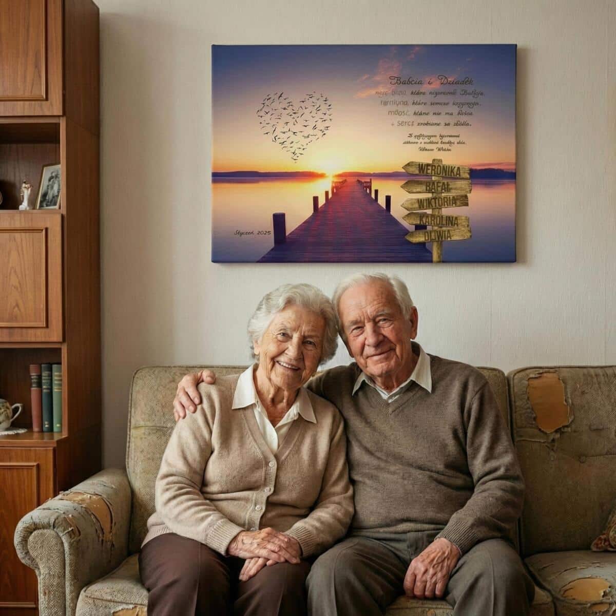 Wyjątkowy prezent na Dzień Babci i Dziadka- Obraz na płótnie Drogowskaz | Obraz na ścianę dla Dziadków z imionami wnuków 20933 - zdjęcie 4