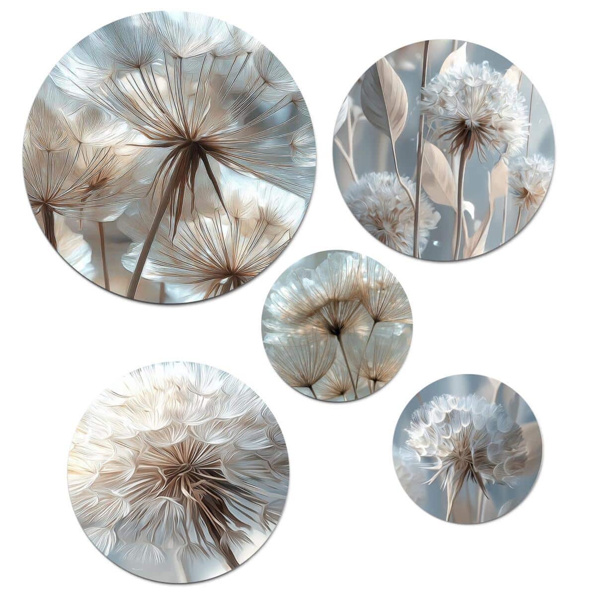 Obrazy Koła do sypialni- Dmuchawce | Subtelna dekoracja ścienna w stylu scandi boho 43121 - zdjęcie 1