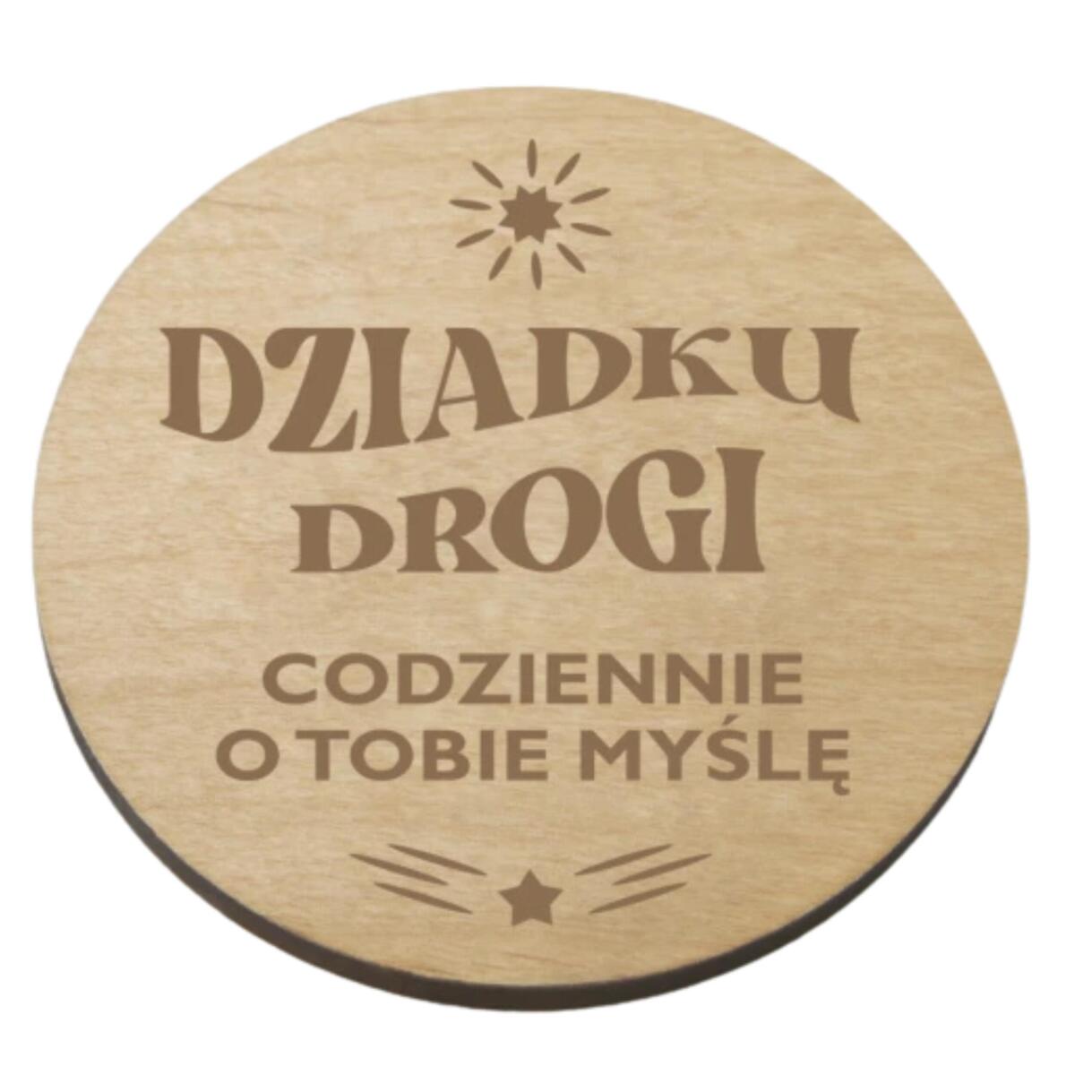 Drewniana podstawka pod szklankę, kubek prezent na Dzień Dziadka 42762 - zdjęcie 1