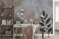 Subtelna Fototapeta do sypialni- Akwarelowe Liście w odcieniach beżu 64263 - miniaturka 2