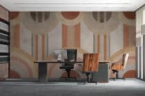 Fototapeta Geometryczna- beż i terakota | Tapeta Retro do biura i salonu 64260 - miniaturka 3