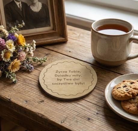 Drewniana podkładka pod kubek prezent na Dzień Dziadka 42743 - zdjęcie 2