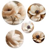 Nowoczesne Obrazy Koła- Kwiaty w Odcieniach Beżu | Dekoracje do wnętrz Soft Glamour 43125 - miniaturka 1