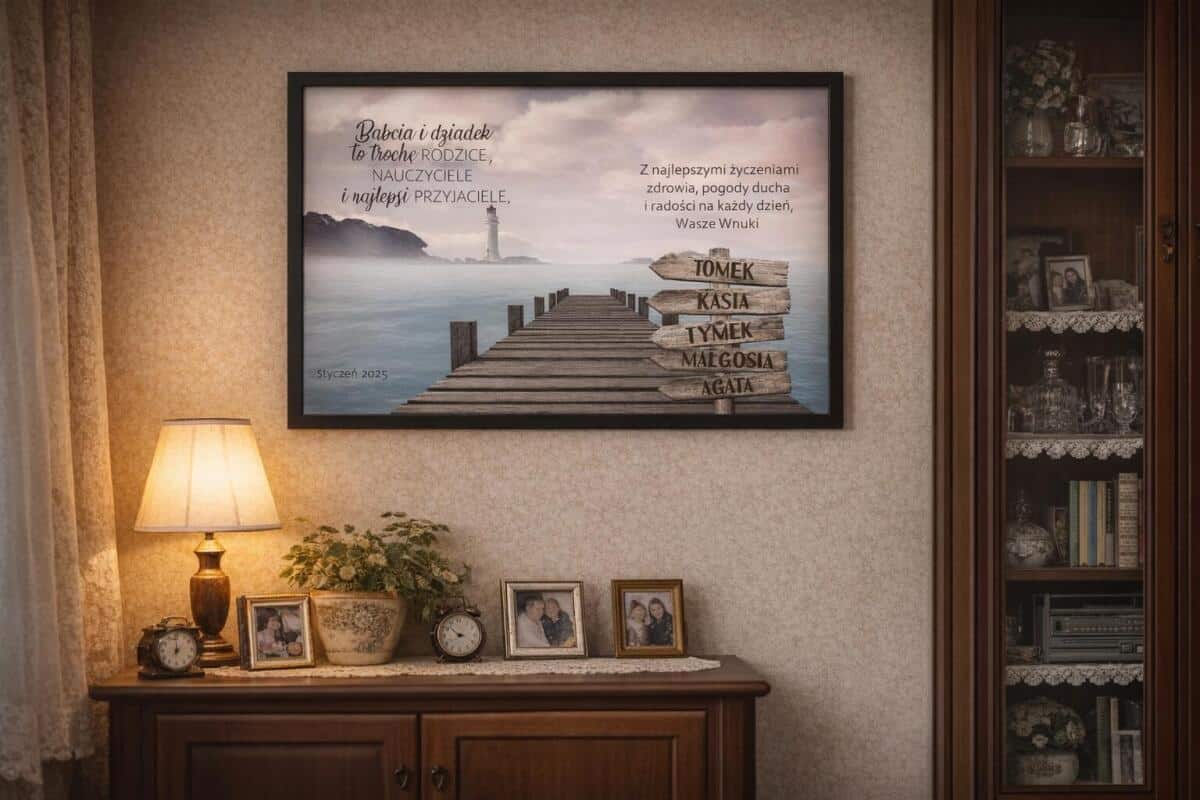 Wyjątkowy Plakat z życzeniami dla Dziadków | Prezent na Dzień Babci i Dziadka- obrazek z podziękowaniem i imionami wnuków 23434 - zdjęcie 3