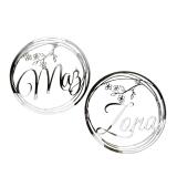 Srebrne koła z efektem lustra Mąż i Żona - dekoracja na ślub, wesele, sesję zdjęciową, rocznicę ślubu 26024 - miniaturka 1