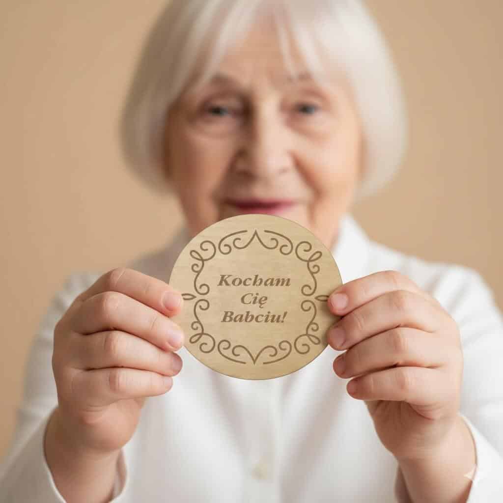 Drewniana podstawka pod szklankę, kubek prezent na Dzień Babci 42752 - zdjęcie 2