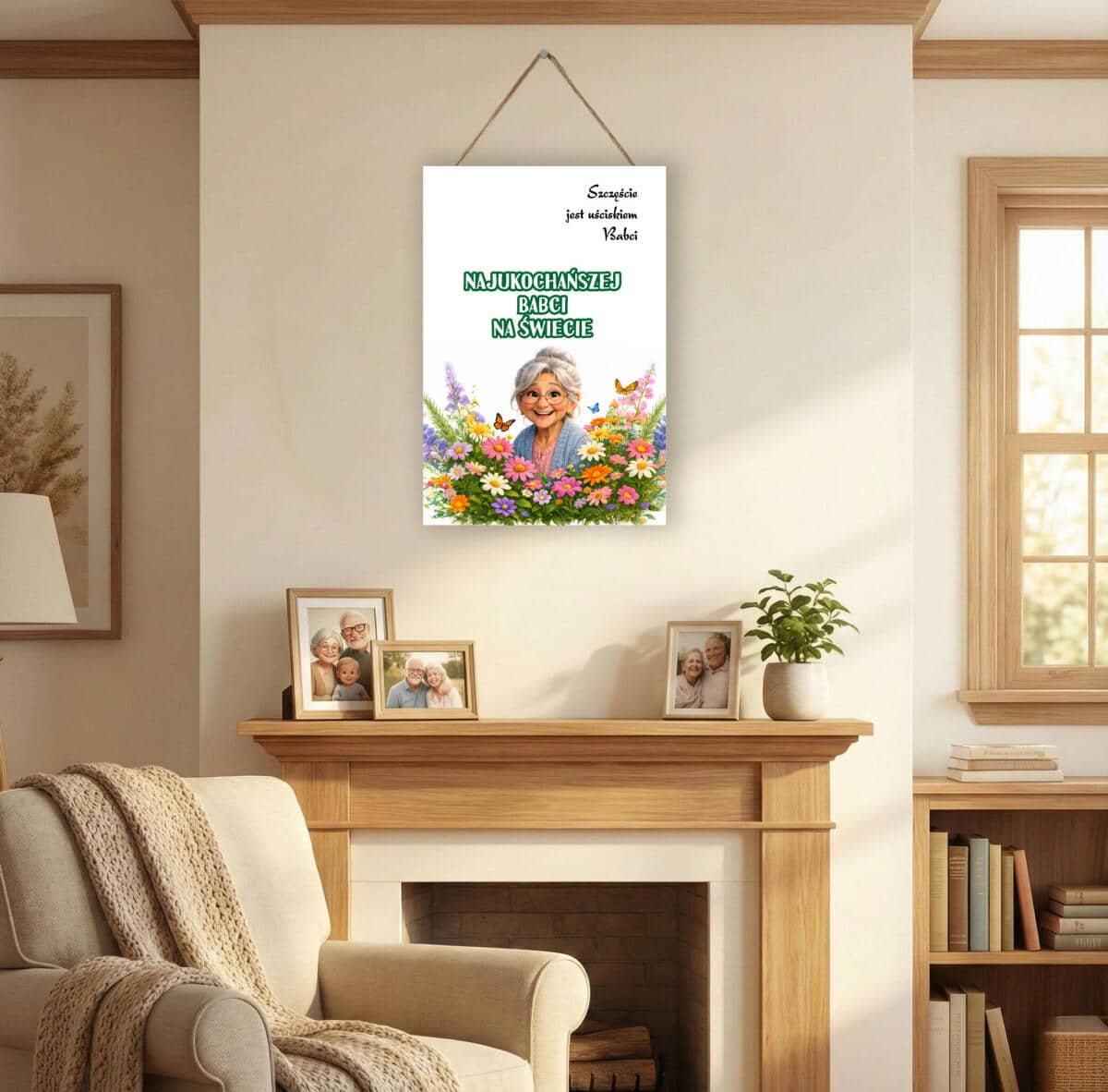 Ozdobna Tabliczka drewniana dla Najukochańszej Babci | Prezent na Dzień Babci 82357 - zdjęcie 2
