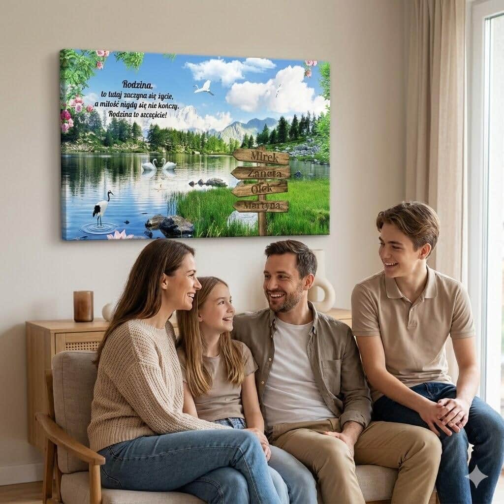 Obraz Inspirujący cytat o rodzinie i imiona na drogowskazach 81135 - zdjęcie 3