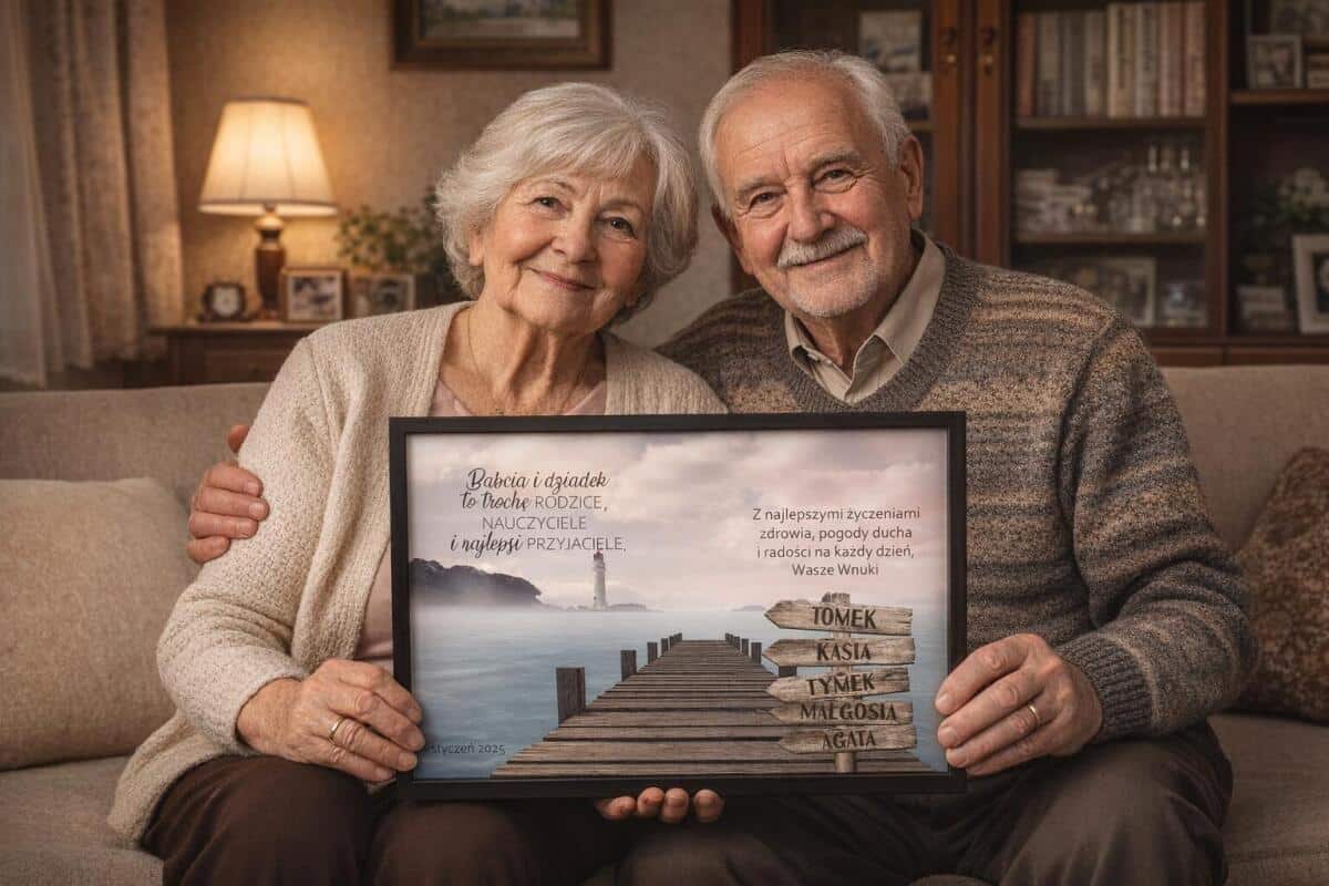 Wyjątkowy Plakat z życzeniami dla Dziadków | Prezent na Dzień Babci i Dziadka- obrazek z podziękowaniem i imionami wnuków 23434 - zdjęcie 2