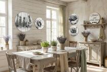 Zestaw Okrągłych Obrazów- Kuchnia jest sercem domu  | Czarno-białe Obrazy do Kuchni 43124 - miniaturka 6