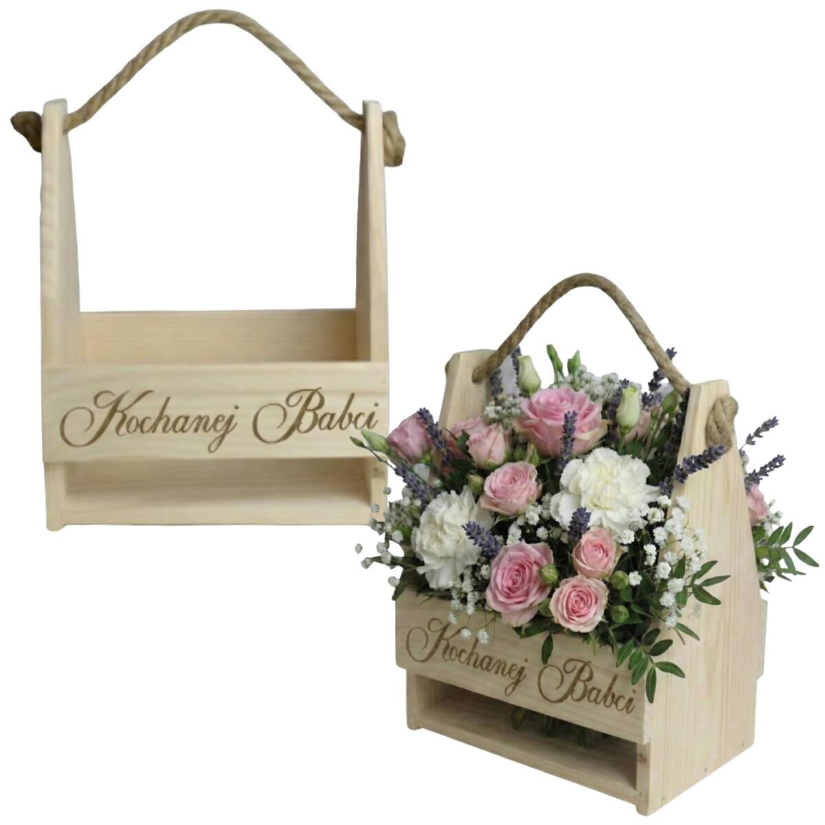 Drewniana Skrzyneczka na Kwiaty- Kochanej Babci | Dzień Babci 02 - zdjęcie 1