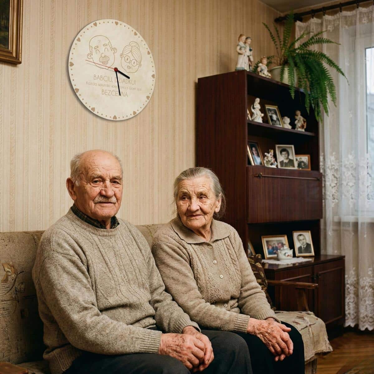 Grawerowany laserowo zegar ze sklejki dla dziadków - prezent na dzień Babci i Dziadka, święta 25506 - zdjęcie 4