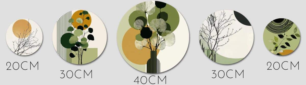 Zestaw Okrągłych Obrazów- Abstrakcja i Natura w stylu Japandi 43122 - zdjęcie 2
