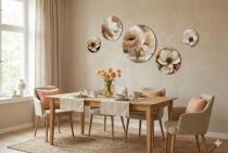 Nowoczesne Obrazy Koła- Kwiaty w Odcieniach Beżu | Dekoracje do wnętrz Soft Glamour 43125 - miniaturka 3