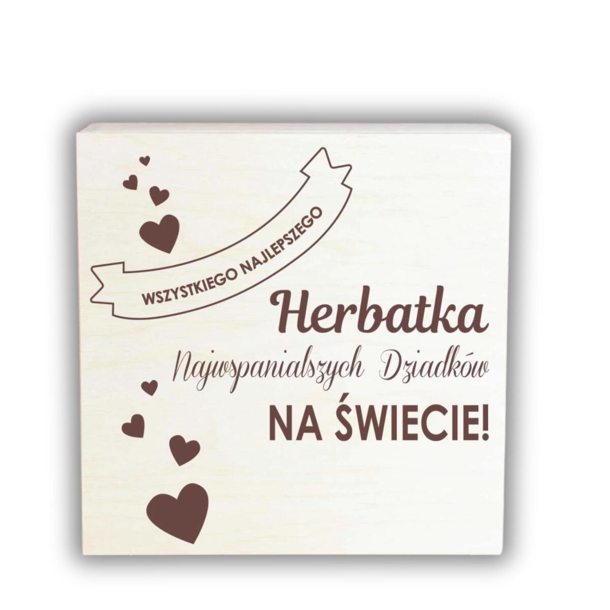 Skrzynka drewniana z grawerem na herbatę dla Babci, Dziadka, prezent, upominek na Dzień Babci, Dzień Dziadka 04 - zdjęcie 3