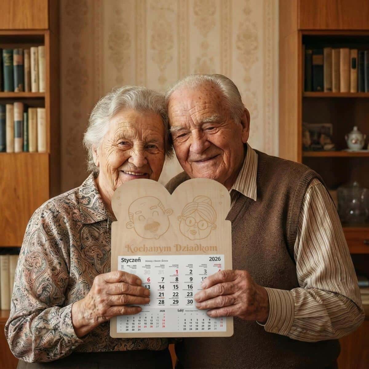 Drewniana, grawerowana zawieszka z kalendarzem, prezent na Dzień Babci, Dzień Dziadka 65608 - zdjęcie 2