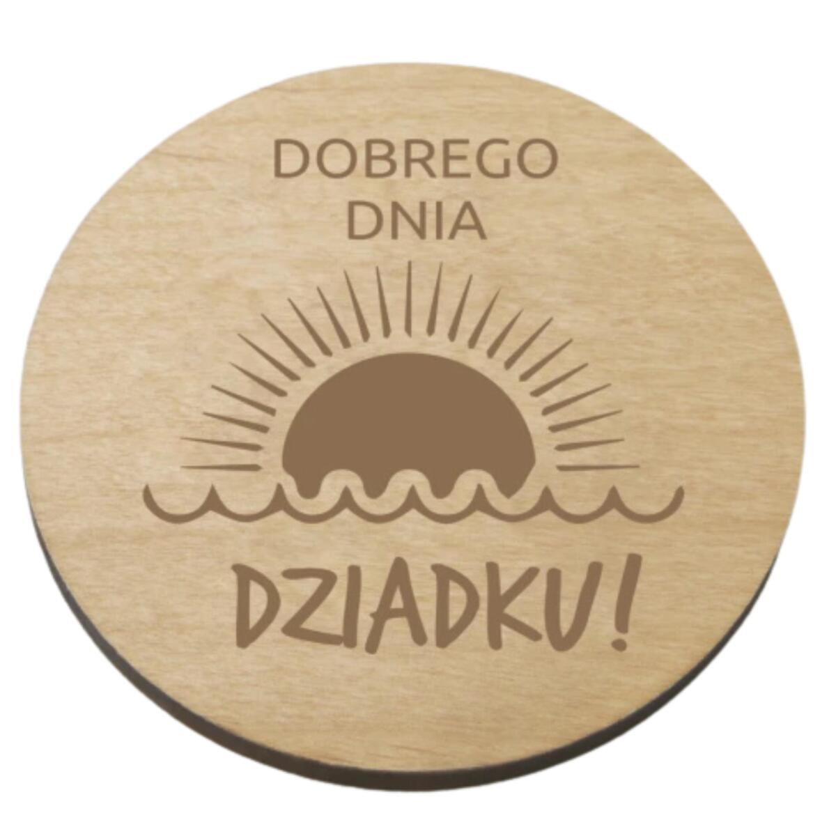 Drewniana podstawka pod szklankę, kubek prezent na Dzień Dziadka 42747