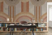 Fototapeta Geometryczna- beż i terakota | Tapeta Retro do biura i salonu 64260 - miniaturka 2