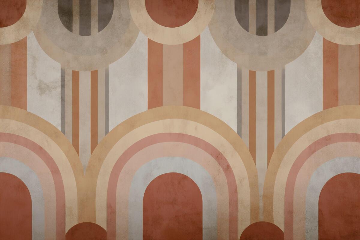 Fototapeta Geometryczna- beż i terakota | Tapeta Retro do biura i salonu 64260 - zdjęcie 5