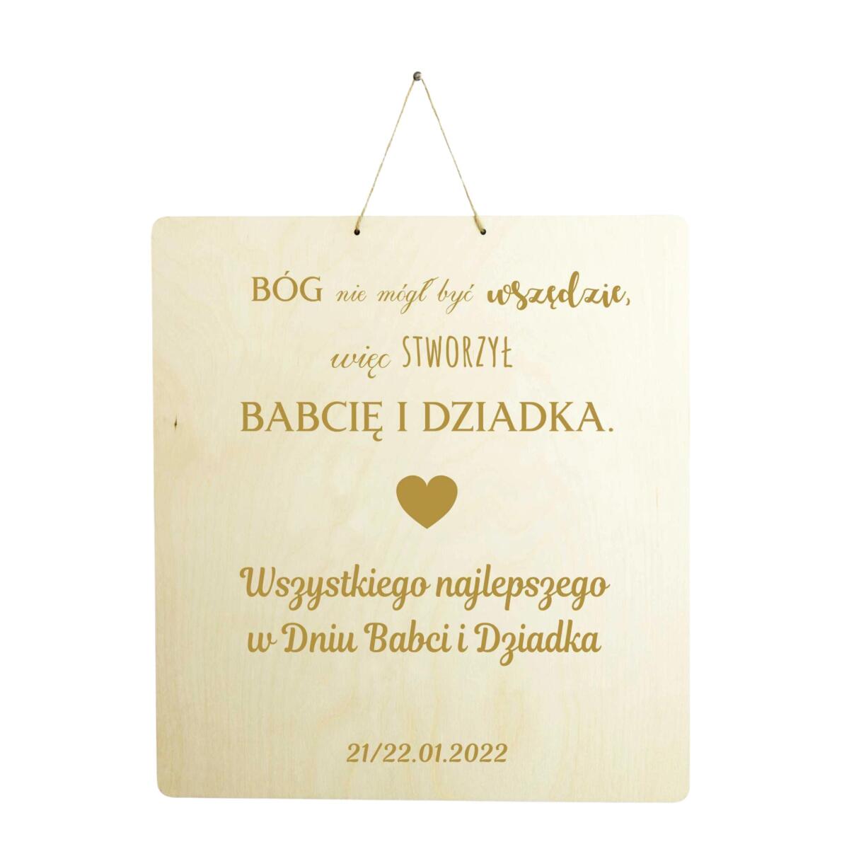 Drewniana, grawerowana zawieszka, prezent Dzień Babci, Dzień Dziadka duża