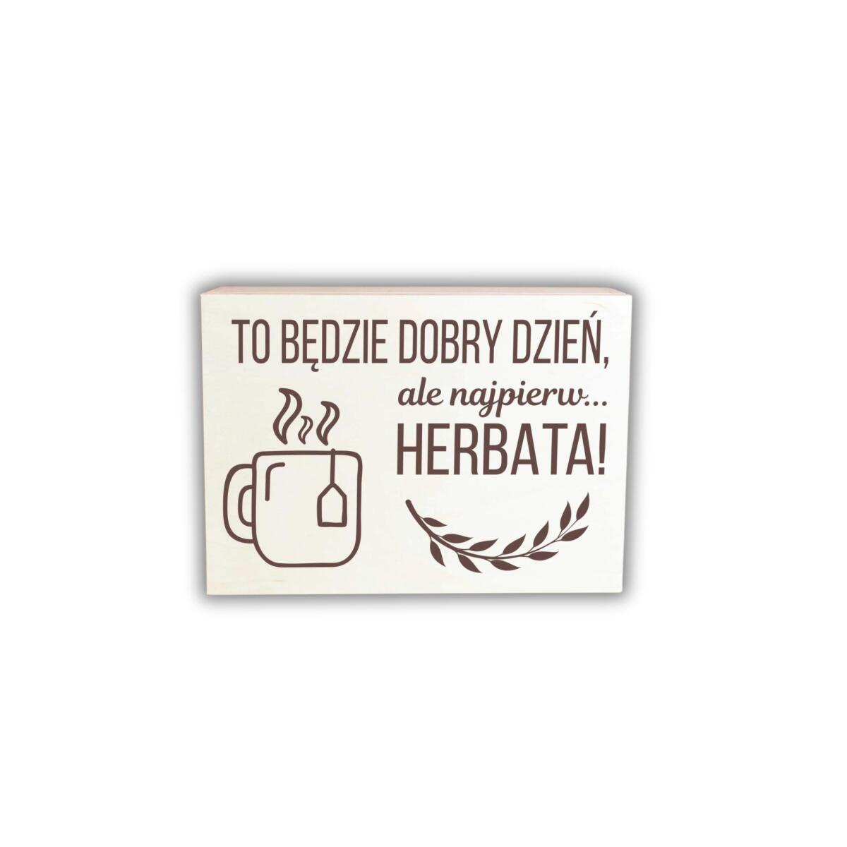 Skrzynka drewniana z grawerem na herbatę na dzień dobry, upominek dla niej, dla niego